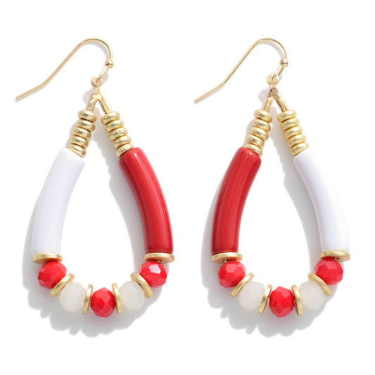 Game Day Tube Beaded Drop Earrings