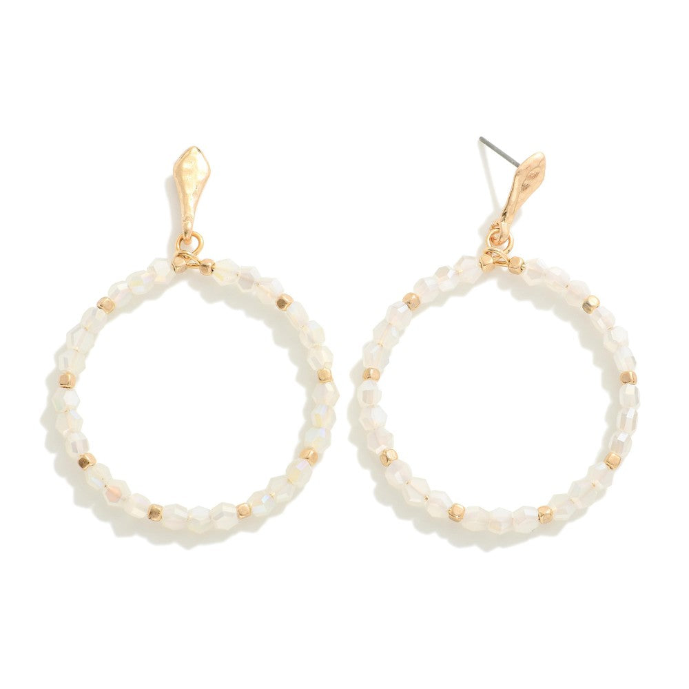 Faceted Bead Hoop Drop Earrings