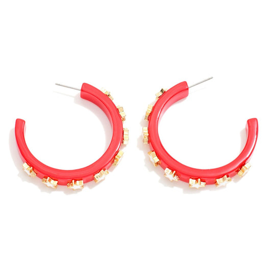 Star Studded Acetate Hoop Earrings